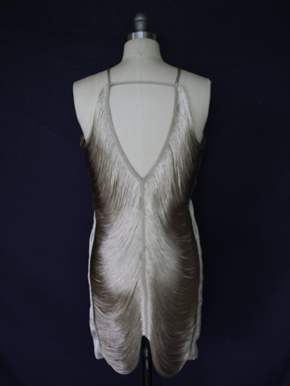 MEW MEWS Bluma Halter neck Fringe Gatspy flapper Mini Dress olive gold NWT S - Picture 10 of 12